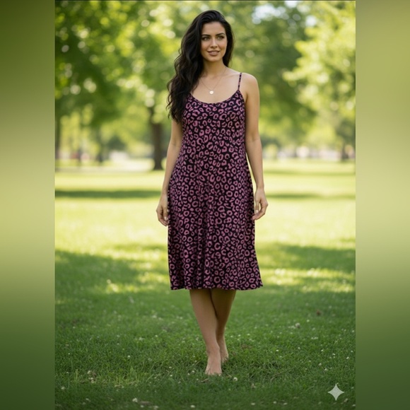 Alya Dresses & Skirts - Alya Black and Pink Animal Print Dress